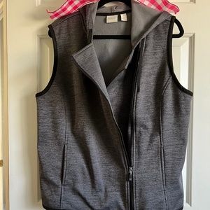 Chico's cozy fleece lined full zip moto vest w/ hood in Chico's sz 3 EUC